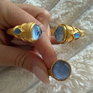 Julie Vos Bundle plated Gold and Blue Women's cuff and ring